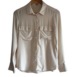 Babaton silk button down utility blouse in cream size S excellent condition